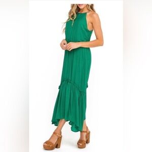 All in Favor Emerald Green Halter Maxi Dress